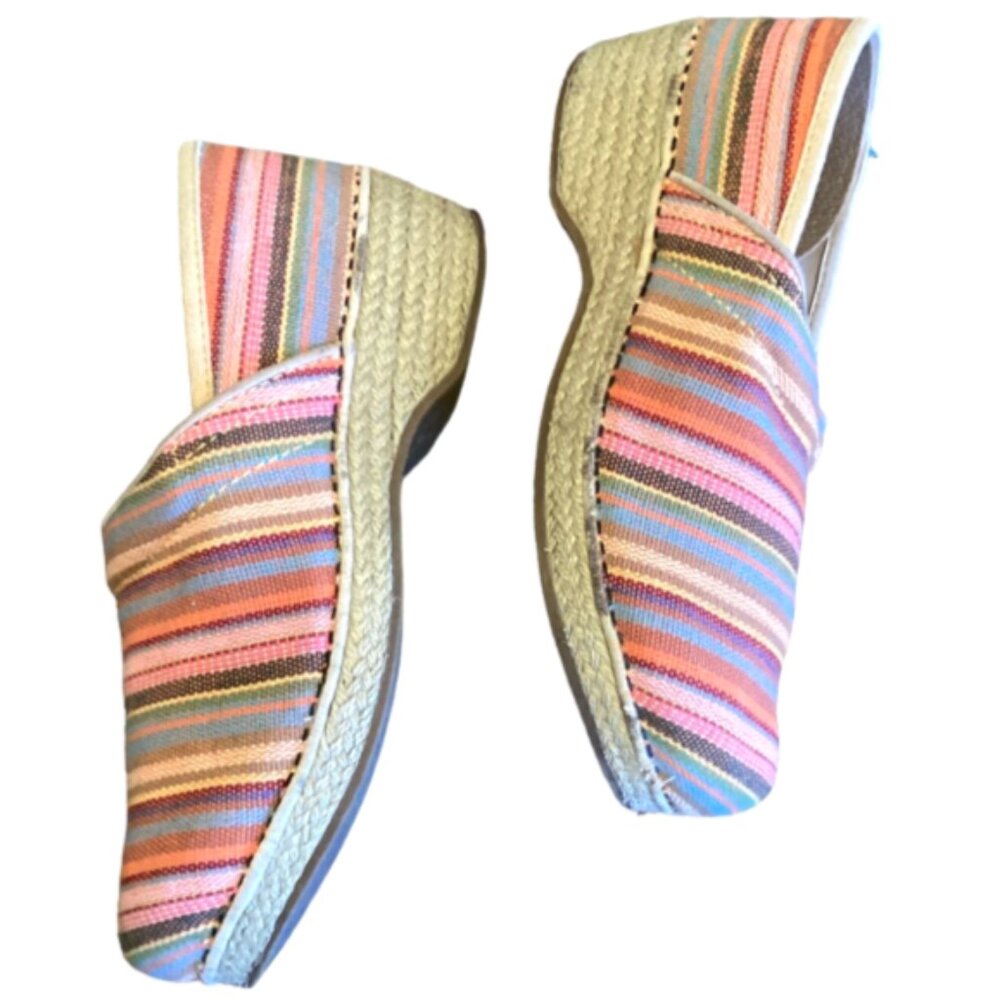 Dansko Clogs Espadrille Comfort Shoe Striped Multi Sz 41 (US 10.5-11) 174K